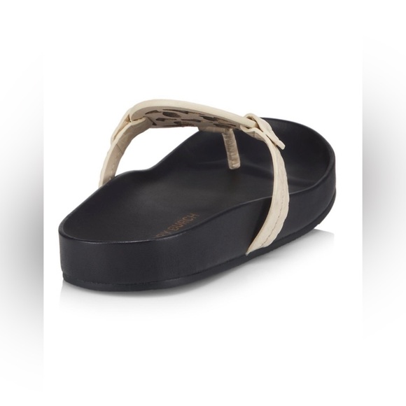 Tory Burch Authentic Leather Miller Cloud Leather Thong Slides Navy/Cream 8 M - Picture 9 of 12